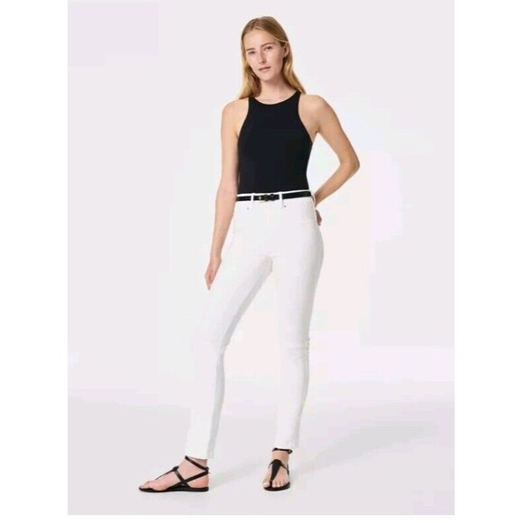 Spanx Jeans EveryWear Straight Leg High Rise Pull On White Size Large 20354R - Picture 1 of 8